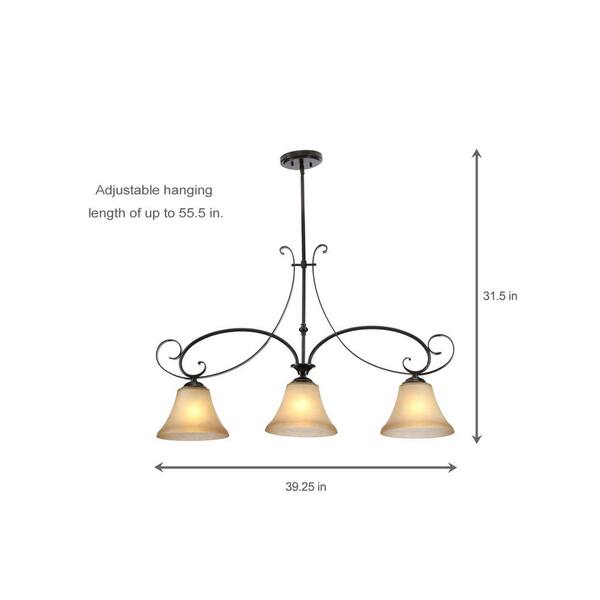 Hampton Bay Es 3 Light Aged Black Kitchen Island With Tea Stained Glass Shade 14710 The Home Depot Hampton Bay Es 3 Light Aged Black, Kitchen Pendant Lighting Over Island Home Depot