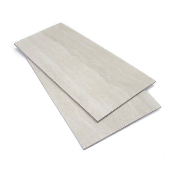 Monument 12 in. x 24 in. Fawn Polished Glazed Porcelain Wall and Floor Tile (15.5 sq. ft./case)