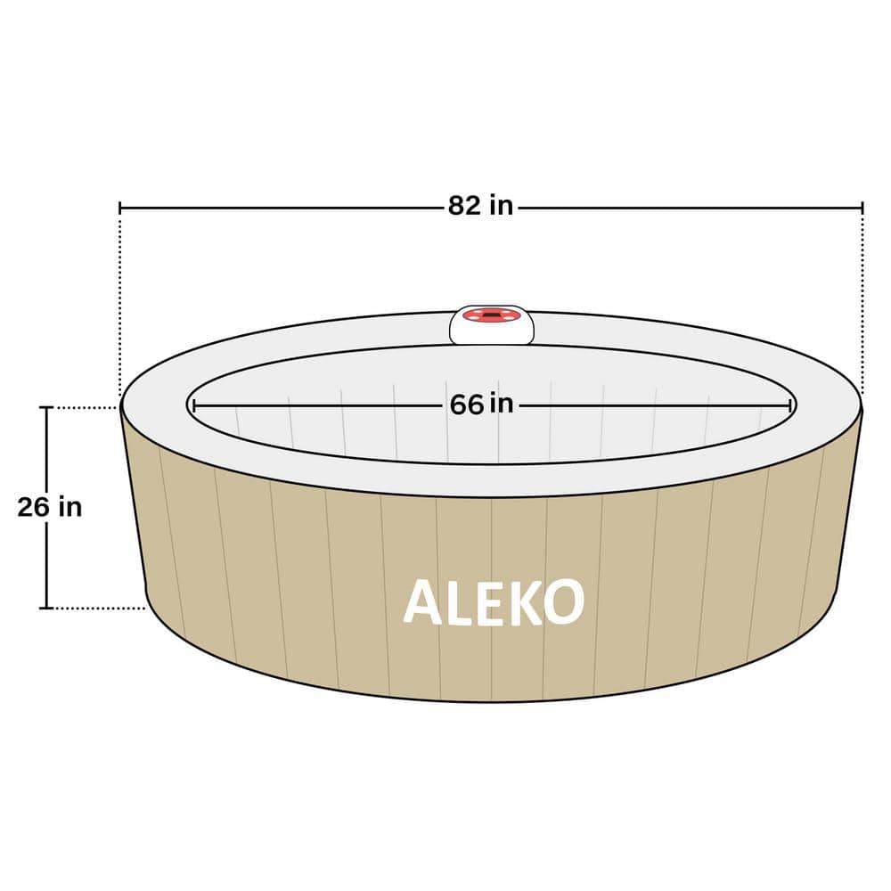 Brown Round Inflatable 6-Person Hot Tub Spa with Cover