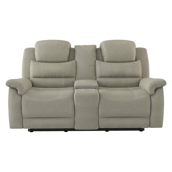 Rosnay 74 in. W Gray Microfiber Manual Double Glider Reclining Loveseat