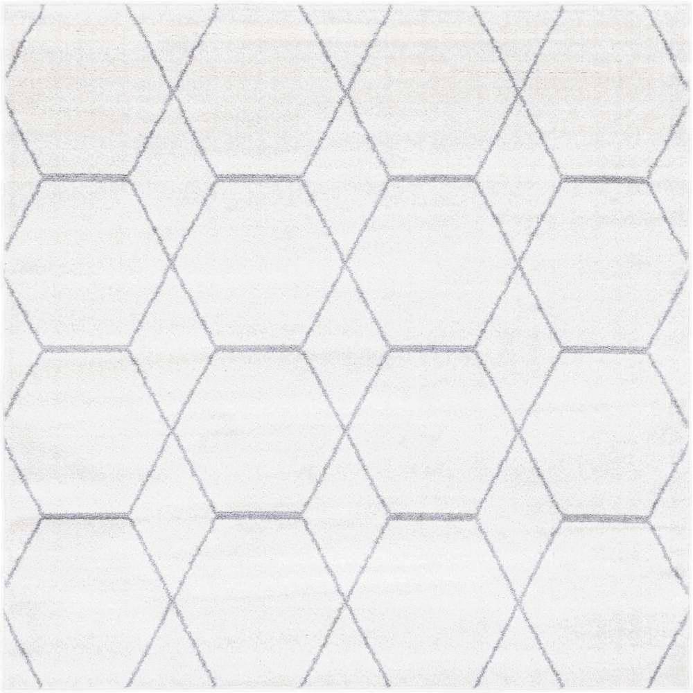 Unique Loom Trellis Frieze Geometric Ivory 6 ft. x 6 ft. Area Rug