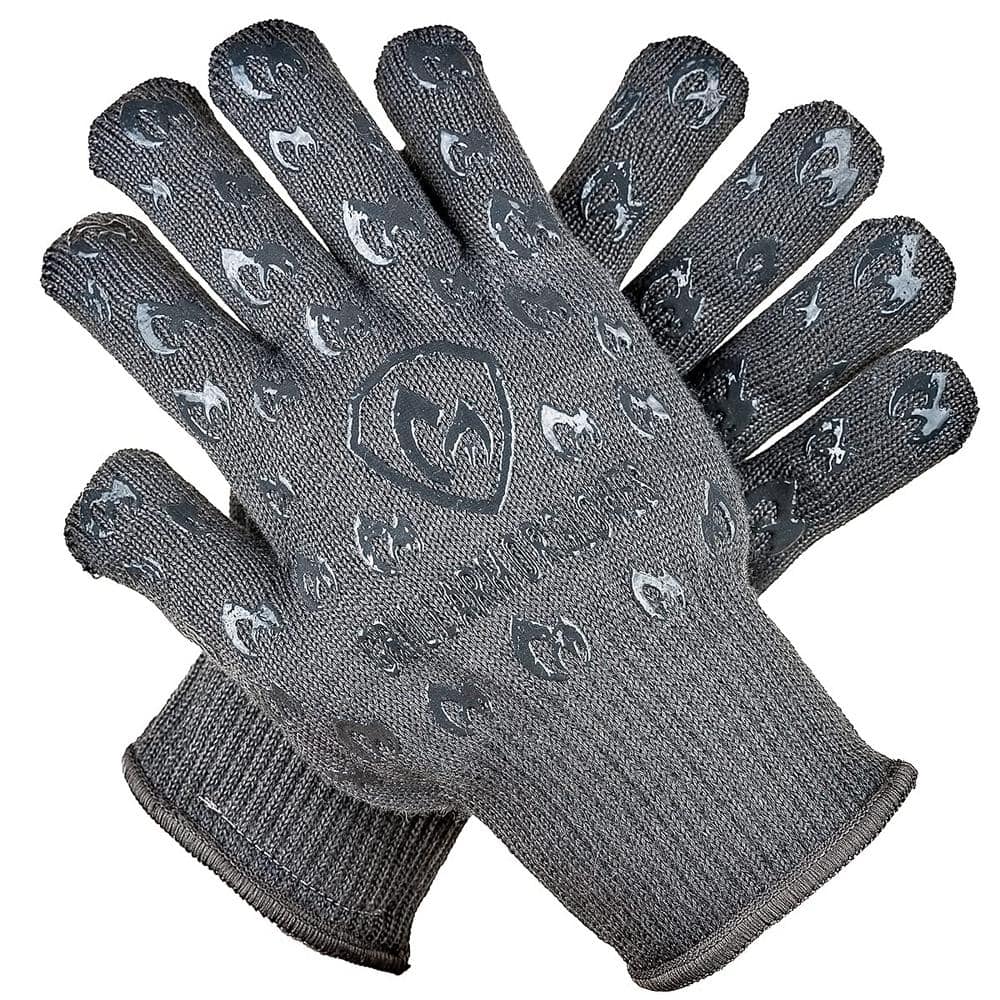 932°F Extreme Heat and Cut Resistant Oven Mitts Grilling Gloves with Finge