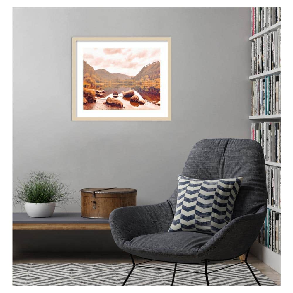 Lakeside in Autumn Natural Wood Framed Landscape Print