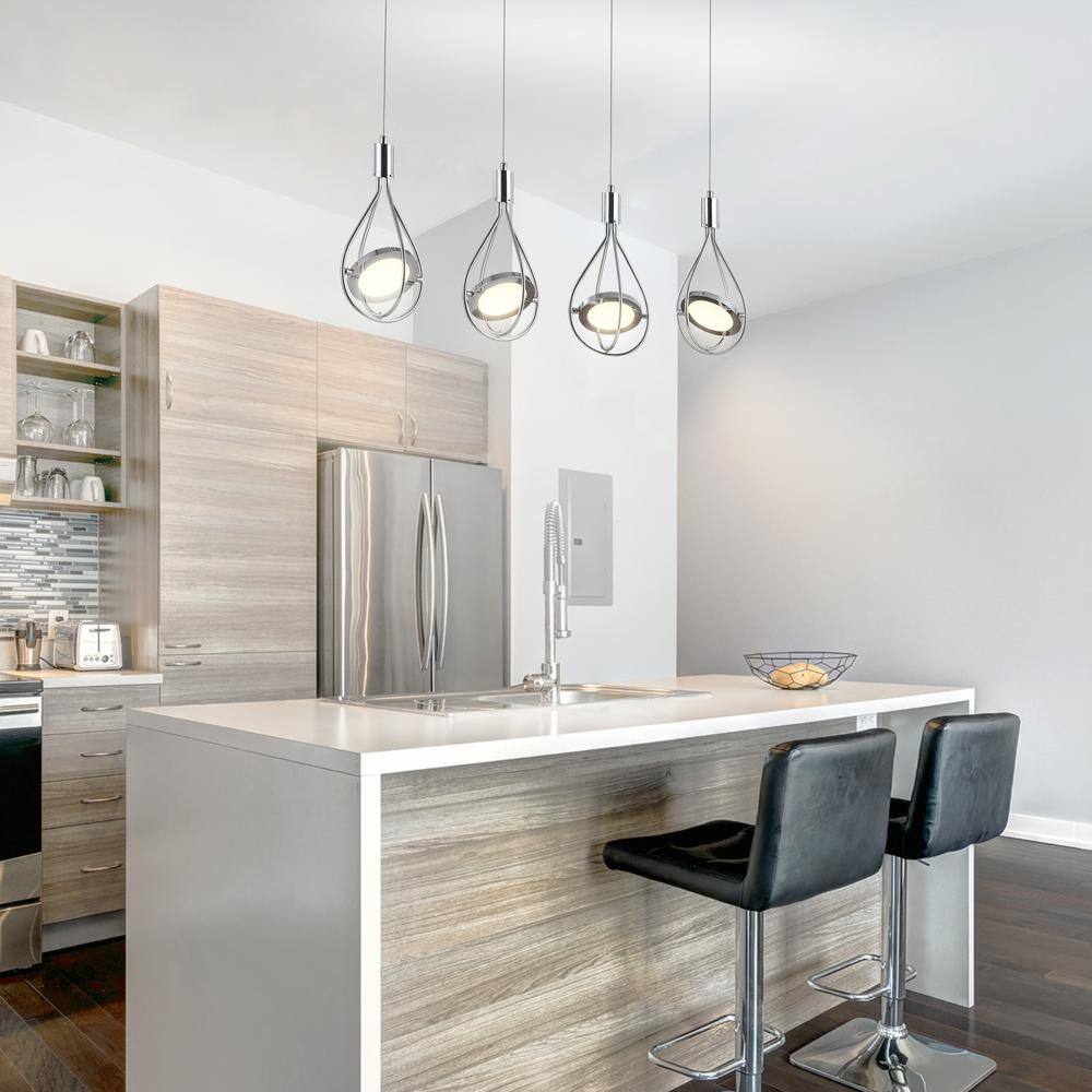 Orion Minimalistic Glam 4-Light Polished Chrome LED Pendant