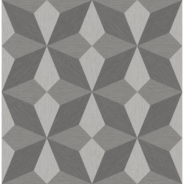 Decorline Valiant Grey Faux Grasscloth Mosaic Grey Wallpaper Sample