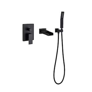 Square Bathtub Faucet with Hand-Held shower hand In Matt Black