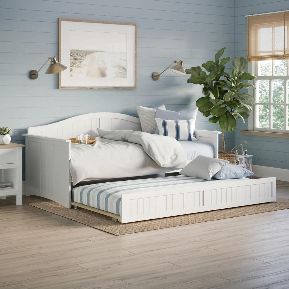 AFI Nantucket White Twin Solid Wood Daybed with Twin Trundle