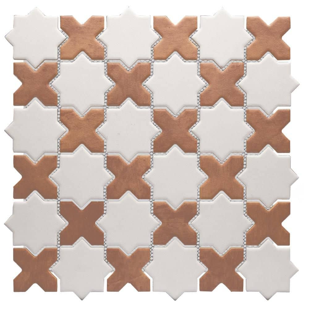 "Sentier des Cotto 2"" Cross with White Star 6 in. x 6 in. Porcelain Mosaic Take Home Tile Sample" price history on PriceWatchPro
