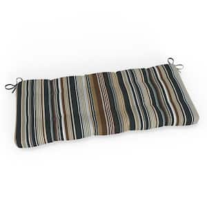 Stripe Rectangular Outdoor Sofa Setee Swing Bench Cushion with Ties in Labrisa Rattan