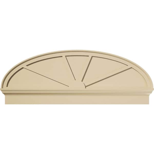 Ekena Millwork 54 in. W x 20-3/8 in. H x 2-3/4 in. P Elliptical 4 Spoke Signature Urethane Combination Pediment, Primed Tan