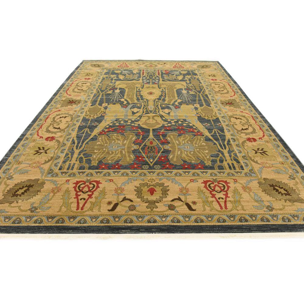 Navy Blue Rectangular Stain-Resistant Synthetic Area Rug