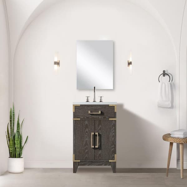 Fossa 20 in. Bath Vanity Cabinet without Top in Brown Oak Assembled