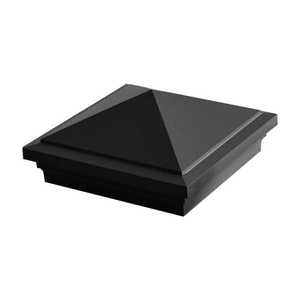 5 in. x 5 in. Serene Black Integrated LED Fits Post Sleeve Hardwired Pyramid Top Downward Deck Post Cap Light