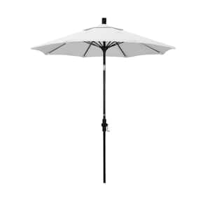 7.5 ft. Matted Black Aluminum Market Patio Umbrella Fiberglass Ribs and Collar Tilt in Natural Sunbrella