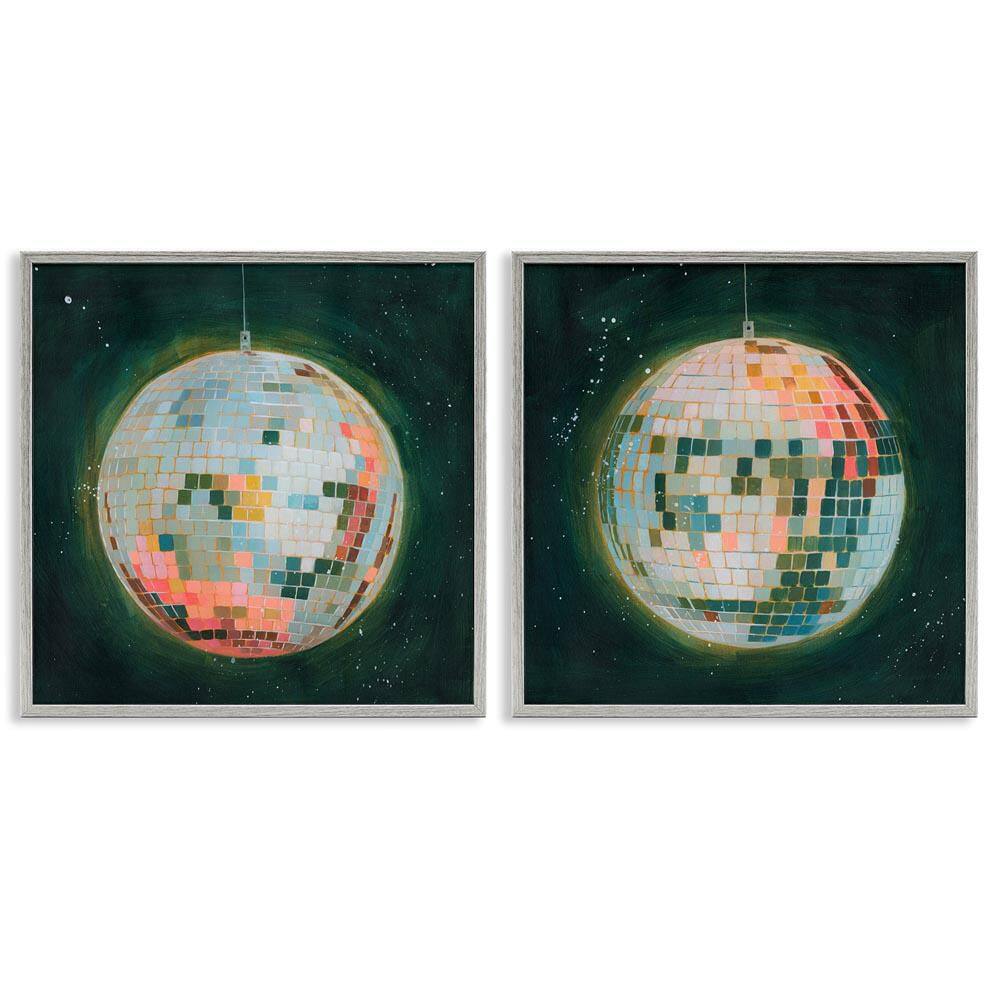 Disco Balls with Vivid Hues by Grace Popp 2 Pieces Gray Framed Music Giclee Art Print 24 in. x 24 in. price history on PriceWatchPro