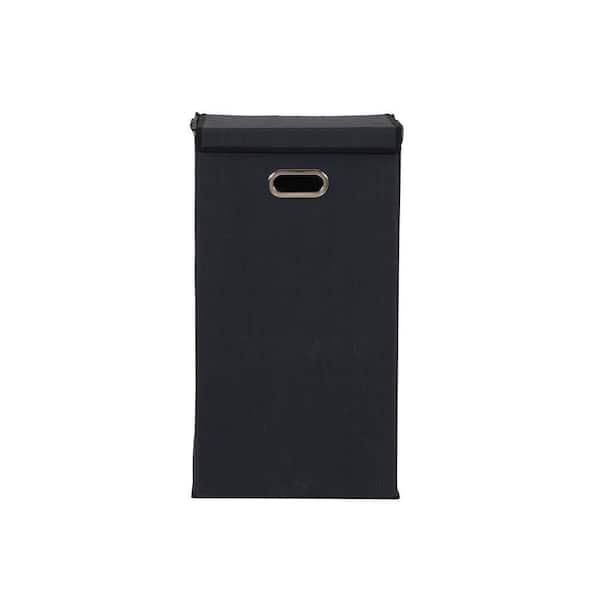 HOUSEHOLD ESSENTIALS Black Polyester Laundry Hamper with with Removable Mesh Liner and Magnetic Lid