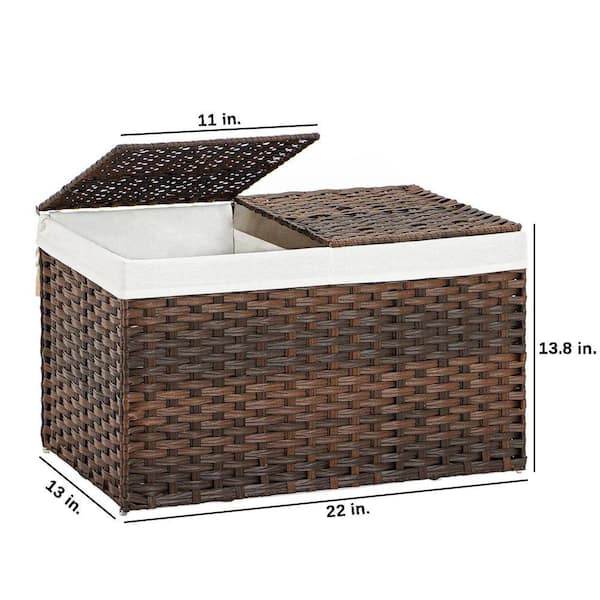 Brown 22 in. x 13.8 in. Polyethylene Decorative Basket with Lid