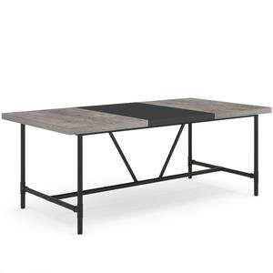Roesler Rustic Gray Wood 71 in. 4 Legs Dining Table Seats 6-People, Industrial Kitchen Table with Tube Metal Frame