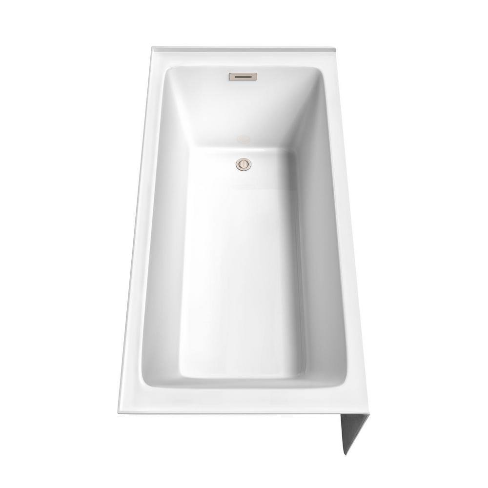 White Acrylic 60'' Alcove Soaking Bathtub with Right-Hand Drain
