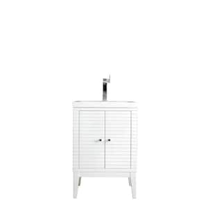 Linden 23.6 in. W x 18.1 in. D x 35.5 in. H Bath Vanity in Glossy White with White Glossy Top