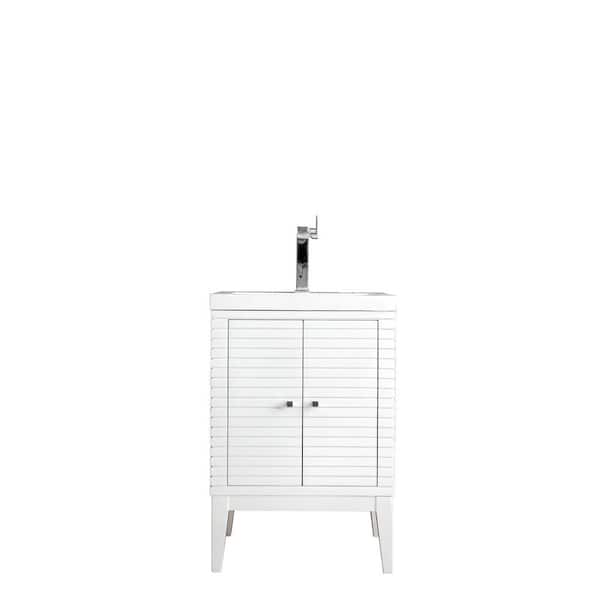 James Martin Vanities Linden 23.6 in. W x 18.1 in. D x 35.5 in. H Bath Vanity in Glossy White with White Glossy Top