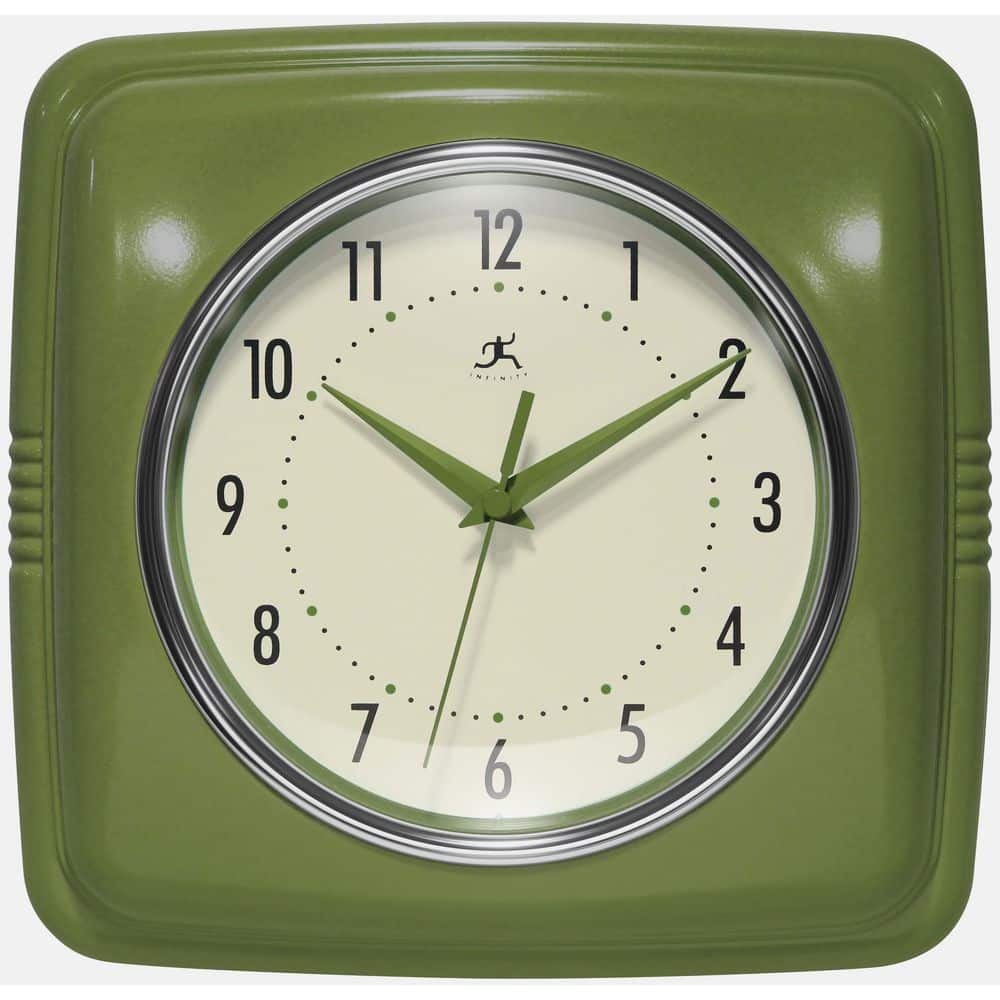 "Retro Square Olive Green Resin Wall Clock, 9.25""" price history on PriceWatchPro