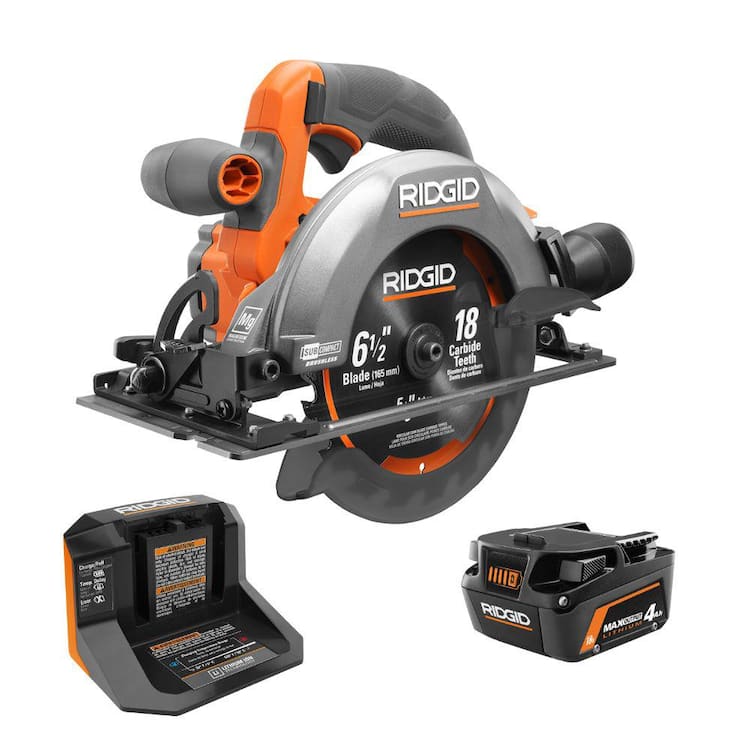 RIDGID 18V SubCompact Brushless Cordless 6-1/2 in. Circular Saw Kit with 4.0 Ah MAX Output Battery and Charger