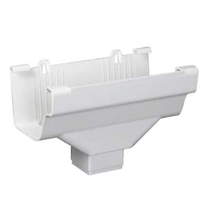 5 in. White Vinyl K-Style Gutter End with 2 in. x 3 in. Drop Outlet