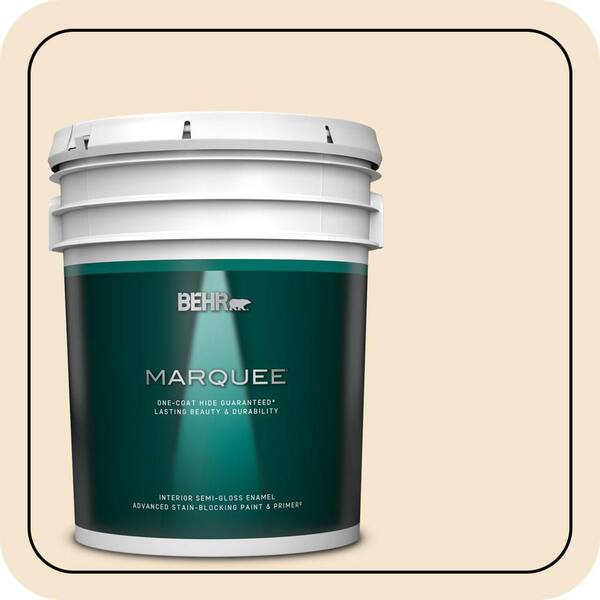 BEHR MARQUEE 5 gal. #OR-W03 Mannequin Cream Semi-Gloss Enamel Interior Paint & Primer