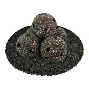 6 in. Charcoal Gray Speckled Hollow Ceramic Fire Balls for Indoor and Outdoor Fire Pits or Fireplaces (Set of 5)