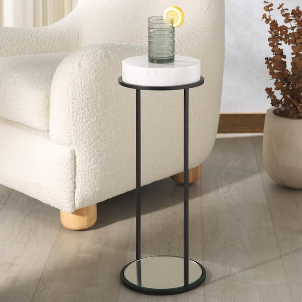 SAFAVIEH Jennibelle 9.5 in. Black Round Marble End Table