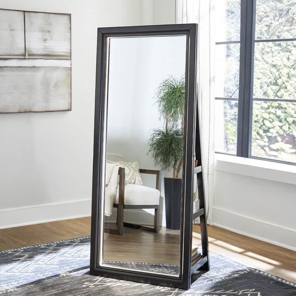 Evesen Black 28 in. W x 66 in. H Rectangle Wood Full Length Mirror