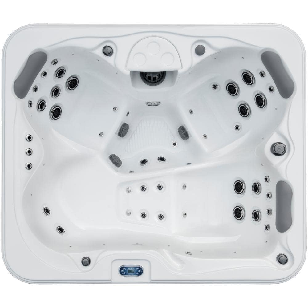 Excellence 4-Person Grey and White Rectangular Hot Tub with 41 Jets