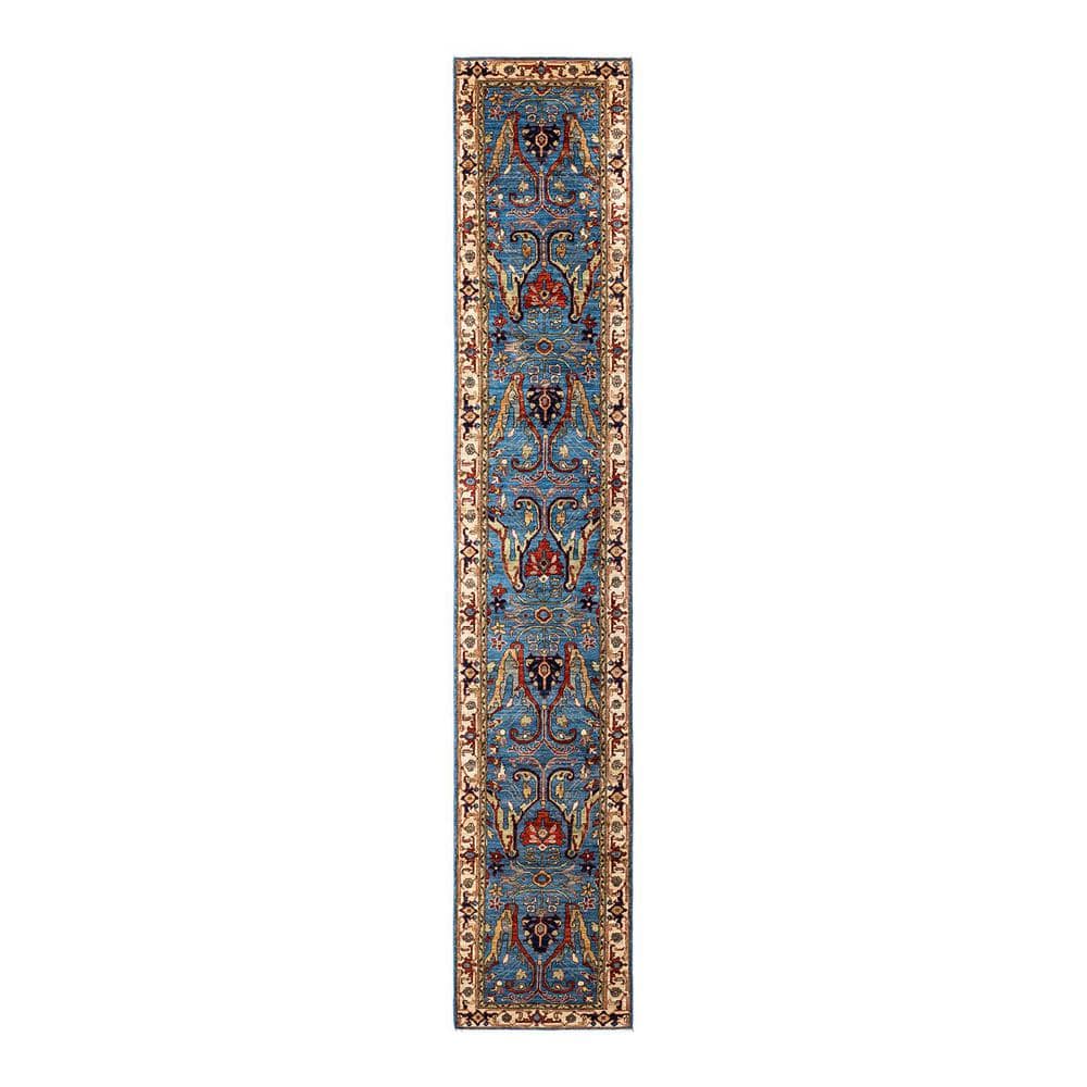 Solo Rugs Serapi One-of-a-Kind Traditional Light Blue 2 ft. x 16 ft ...