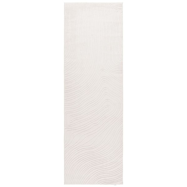 Versailles 3 ft. x 8 ft. Ivory Scandinavian Contour Washable Runner Rug