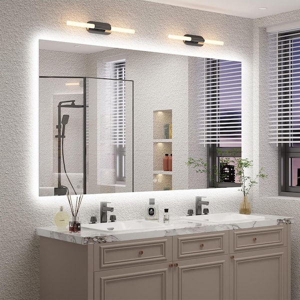72 in. W x 40 in. H Rectangular Frameless Super Bright Backlited LED Anti-Fog Tempered Glass Wall Bathroom Vanity Mirror