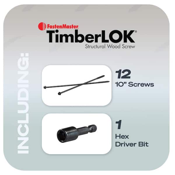 FastenMaster TimberLOK 10 in. Structural Wood Screw (12 Pack