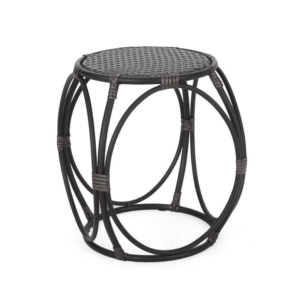 Noble House Galtin Dark Gray Wicker Outdoor Side Table 109820 The Home Depot