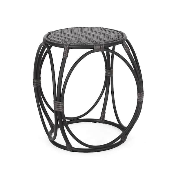 Noble House Galtin Dark Gray Wicker Outdoor Side Table