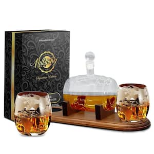 25 oz. Glass Wine and Whiskey Decanter Aerator Set with Whiskey Glasses