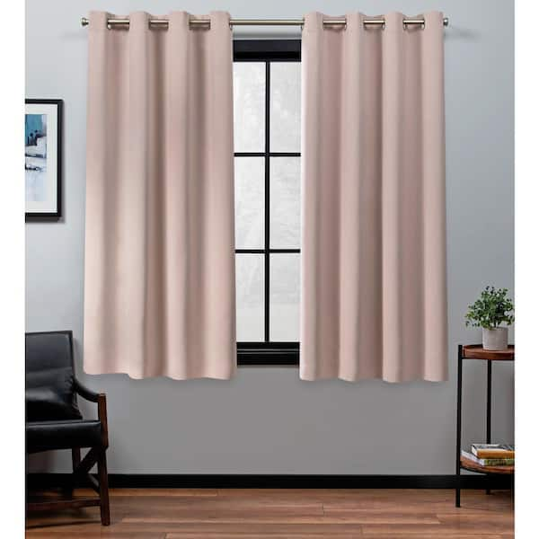 Academy Blush Solid Blackout Grommet Top Curtain, 52 in. W x 63 in. L (Set  of 2)