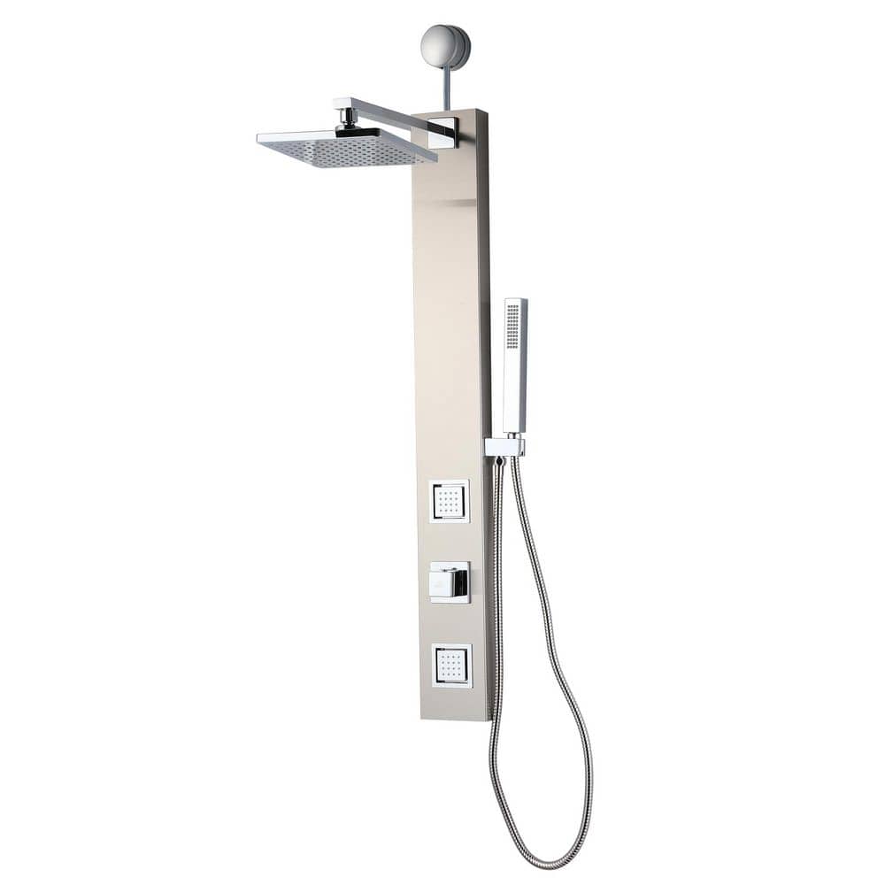 Dion Series 39 in. 2-Jetted Shower Tower with Heavy Rain Shower and Body Je