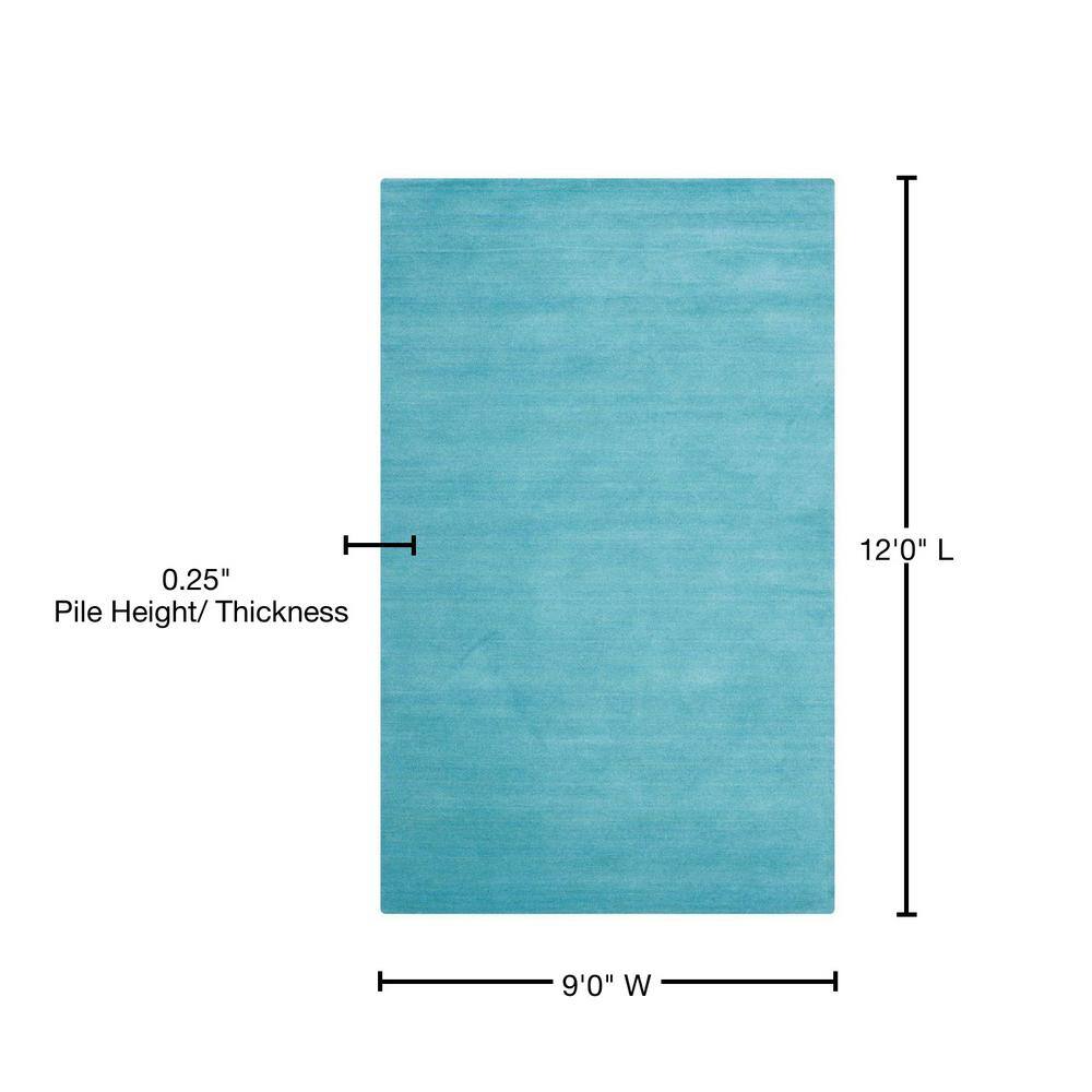 Turquoise Handmade Wool 9' x 12' Tufted Area Rug