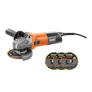 8 Amp Corded 4-1/2 in. Angle Grinder with 4-1/2 in. Metal Cutting Wheel (3-Piece)