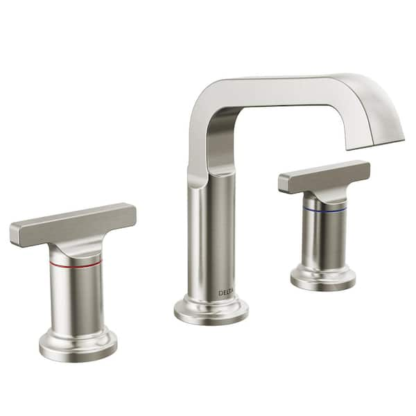 Delta Tetra 8 in. Widespread Double-Handle Bathroom Faucet in Lumicoat Stainless