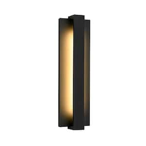 Caeli 16.1 in. Modern Black Aluminum Rectangular LED Waterproof Outdoor Hardwired Wall Lantern Scone