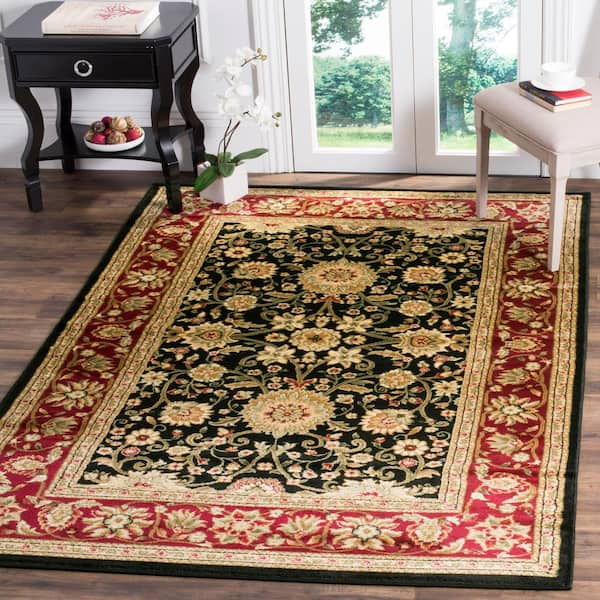 Lyndhurst Black/Red Doormat 3 ft. x 5 ft. Border Area Rug