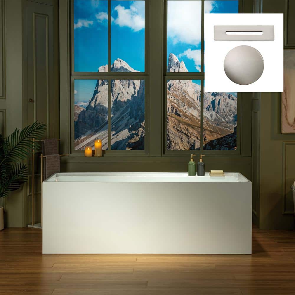 67 in. x 31.5 in. Soaking Bathtub with Reversible Drain in White with Brushed Nickel price history on PriceWatchPro