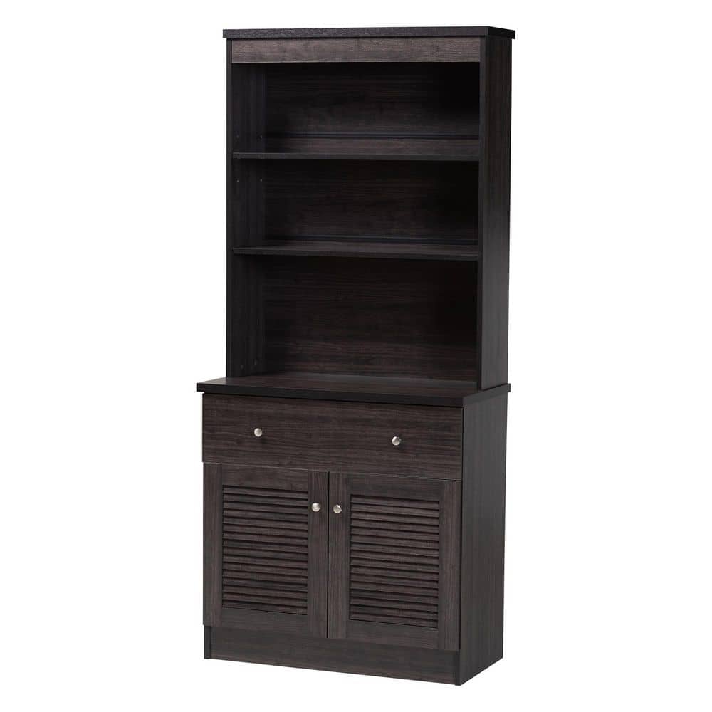 Elegant Dark Espresso Engineered Wood and PU Veneer China Cabinet