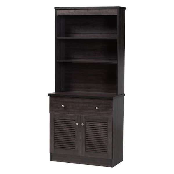 Agni Dark Brown Wood Buffet with Hutch